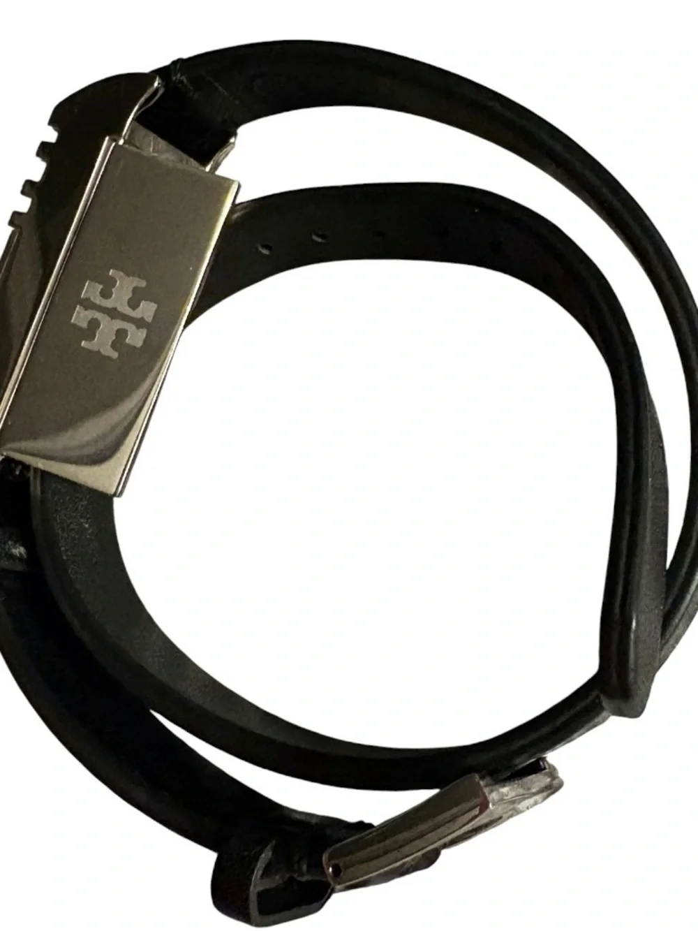 Tory Burch x Fitbit Fret Double Wrap Leather Bracelet Black